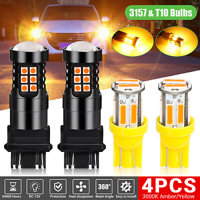 #ad 4x Amber LED Turn Signal Light Side Marker Bulb For Chevy Silverado 1500 Tahoe
