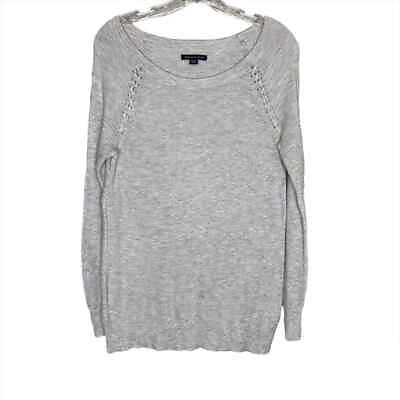 #ad Women#x27;s American Eagle AE Wide Neck Ribbed Light Gray Tunic Sweater Small