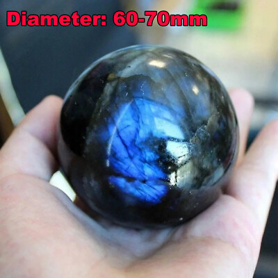 #ad 60 70mm Natural Labradorite Quartz Sphere Crystal Ball Rainbow Reiki Healing