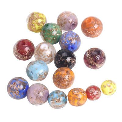 #ad 10pcs 8mm 10mm 12mm Round Foil Opaque Lampwork Glass Loose Beads Jewelry Making