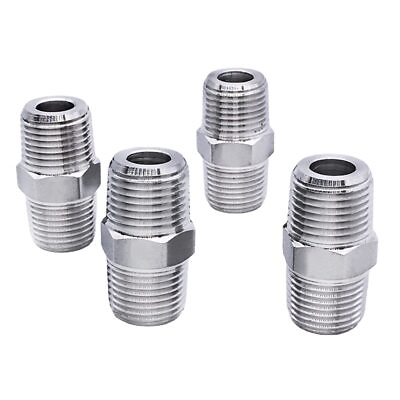 #ad High Pressure 1 8quot; 1 4quot; 3 8quot; 1 2quot; BSPT NPT Male Hex Nipple Stainless Connector