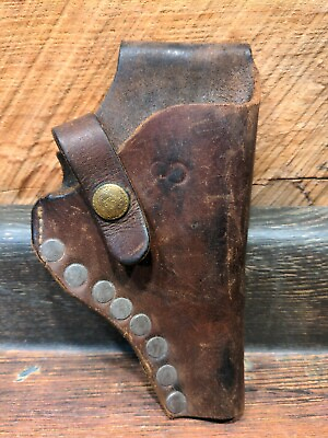 #ad Vintage Brauer Bros. Mfg. CO St. Louis Brown Leather Belt Holster Revolver 45?