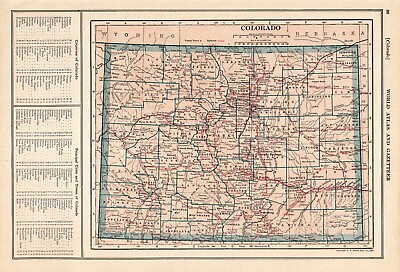 #ad 1921 Antique COLORADO State Map Vintage Map of Colorado Gallery Wall Decor 1650