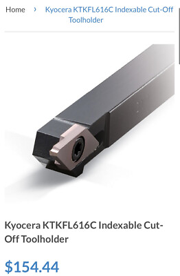 #ad Kyocera Ceratip KTKFL6 16C Indexable Cut Off Metal Lathe Tool Holder 3 8” Swiss