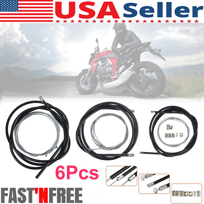 #ad 6Pcs Set Motorcycle Clutch Brake Throttle Cable Kit Universal Durable Steel Wire