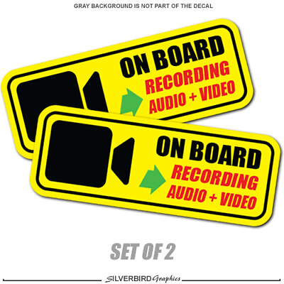 #ad On board recording sticker warning caution vehicle car safety video audio notice
