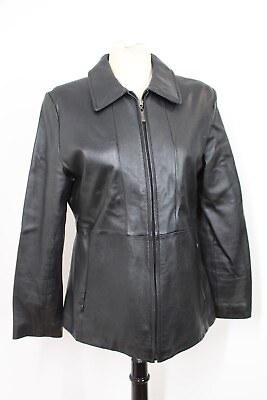 #ad Pelle Studio Wilsons L Black Leather Zip Jacket Coat