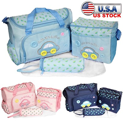 #ad 4 Piece Diaper Bag Tote Set Travel Baby Diaper Bags with Diaper Changing Pad