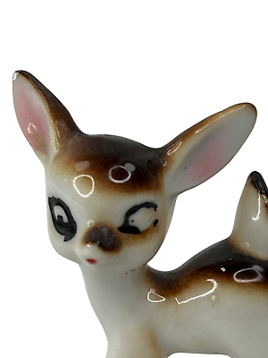 #ad VTG Small Deer Figurine Glazed Porcelain