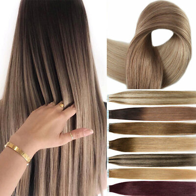 #ad Invisible Tape in Real Human Hair Extensions Skin Weft Thick Remy Hair Full Head