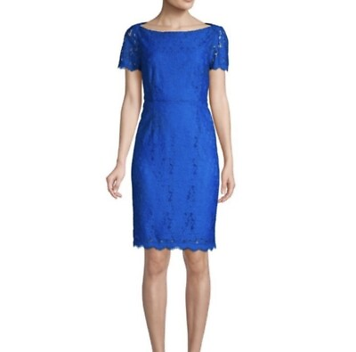 #ad NWT $498 Diane Von Furstenberg Bright Blue Ainsley Lace Dress Size 6