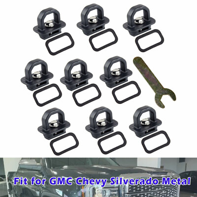 #ad 9Pcs Tie Metal Down Anchor Truck Bed Side Wall Anchors For GMC Chevy Silverado