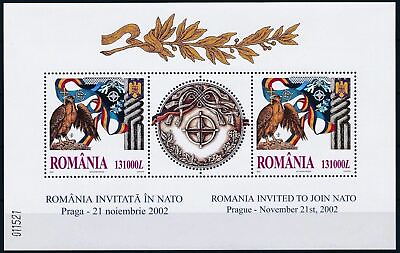 #ad Romania 2002 Invited NATO Masonic Eagles Raptors Emblem Arms Hologram 2v m s MNH