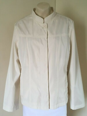#ad BNWT Cream Round Collar Lightweight Fully Lined Jacket By Eleganze Size 20