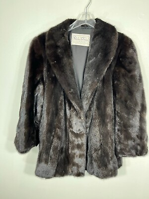 #ad Classic MINK fur jacket jet black Large coat Outstanding
