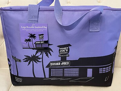 #ad New Trader Joe#x27;s LAVENDER Insulated Extra Large Cooler Reusable Shopping Bag