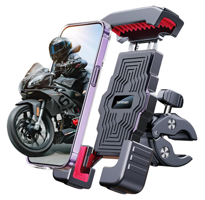 #ad Motorcycle Phone Mount Auto Lock 100mph Military Anti Shake Bike Phone Holder