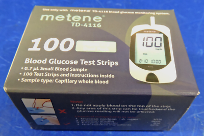 #ad NEW Box 100 pieces Metene Diabetes Blood Glucose Test Strips Exp 2025 SEALED