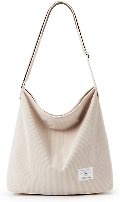 #ad Corduroy Tote Bag for Women Casual Zipper Tote Handbag Large