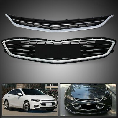 #ad Front Bumper Upperamp;Lower Grille ABS Plastic Grill For 2016 2018 Chevrolet Malibu