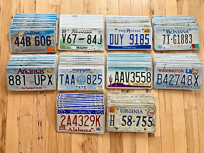#ad Set of 100 License Plates 10 of Each State in Craft Condition