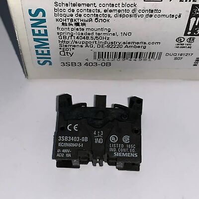 #ad Siemens 3SB3403 0B Pushbutton Switch Auxiliary Contact New One 3SB34030B