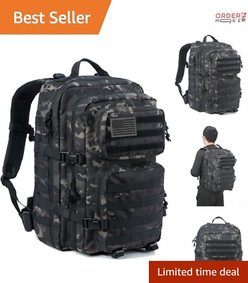 #ad Molle Tactical Backpack 3 Day Assault Pack Heavy Duty Zippers 40L Capacity