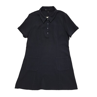 #ad Zara Black Short Sleeve Collared Dress Uk Women#x27;s Size 2XL Bnwt CC151