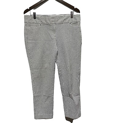#ad LOFT Pants Womens 10 Stripe Seersucker Original Ankle Pant Straight Lightweight