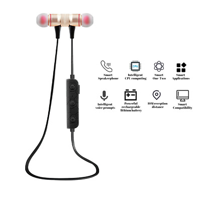 #ad V4.1 Bluetooth Neckband Headphones Wireless Headset Sweatproof Stereo Earbuds