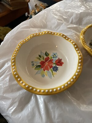 #ad The Pioneer Woman quot;Spring Bouquetquot; Yellow Mini Pie Dish 5.57”
