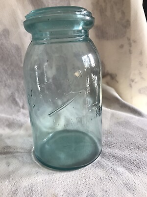 #ad Aqua 1900 1910 Ball Jar with Glass Wax Lid # 4. 113 year old Ball Jar