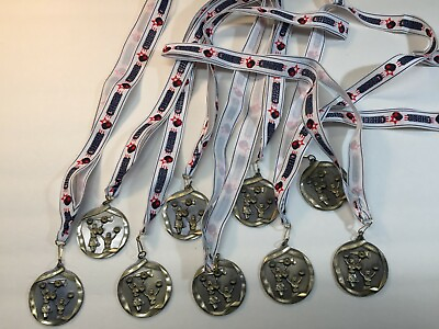 #ad Cheerleader Medal with Cheer Ribbon Lot of 10 Die Cast FREE Shipping
