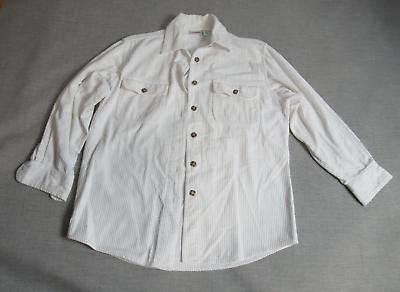 #ad Vintage EXCHANGE UNLIMITED Mens Shirt Jacket M White Corduroy Button Up Cotton