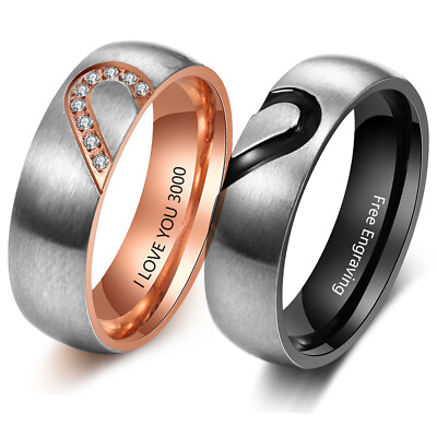#ad Personalize Men Women Wedding Band Stainless Steel Rings Jewelry Gift Size 5 12
