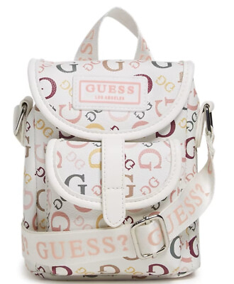 #ad NEW Guess Women#x27;s Multi Color Logo Mini Backpack Style Crossbody Bag Handbag