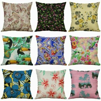 #ad 18#x27;#x27; Pillow Case Cotton Linen Hummingbird Flower Printing Home Decor