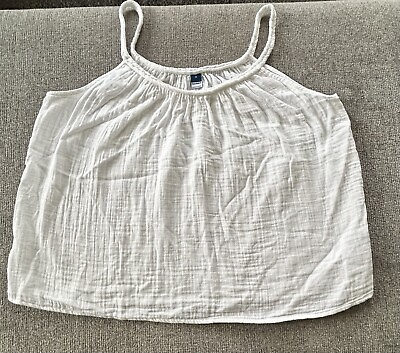 #ad Old Navy Womens Medium White Cotton Gauze Sleeveless Tank Top Shirt Blouse
