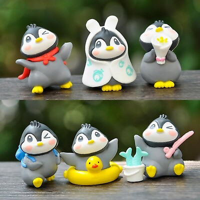 #ad Penguin Miniature Set for Home Office Garden Decor Unique Gift Piece Set of 6 P1