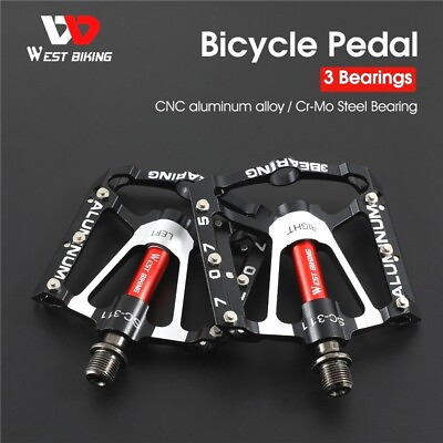 #ad WEST BIKING Bicycle Pedals 3 Sealed Bearing Aluminum MTB Road Bike Pedal 9 16 in