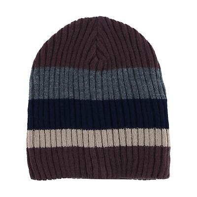 #ad New CTM Men#x27;s Heavy Knit Wool Blend Striped Winter Beanie Hat