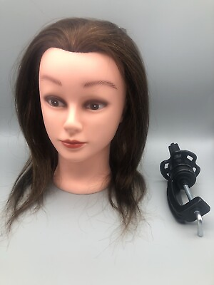 #ad Cosmetology Human Hair Manneqiun Head w stand for Training Hairdressers Brown