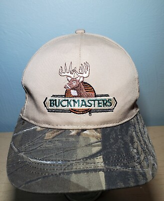 #ad Buckmasters Hat Camo Tan Whitetail Deer Hunting Snapback Cap
