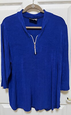 #ad Travelers By Chico’s Blue Top 1 3 Zip Size 3 14 16 XL Tunic Knit Pullover Top
