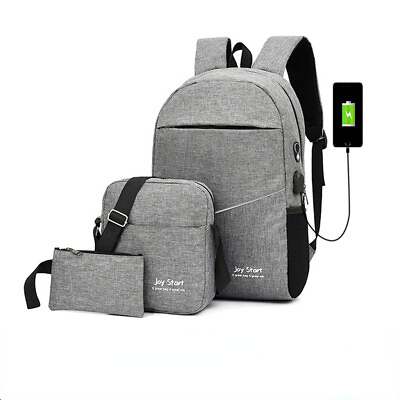 3PCS Men#x27;s Backpack USB Charging Casual Backpacks School Bags Night Reflective $41.20