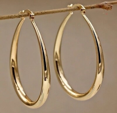 #ad Women#x27;s Fashion Jewelry Gold Oval Hoop Earrings 1 79