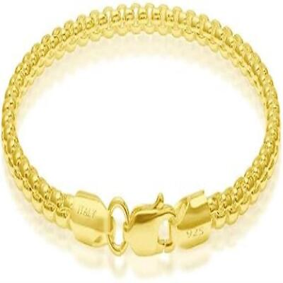 #ad 925 Sterling Silver Clasp Box Bracelets 3mm Gold Bracelets for Women Men 7inch