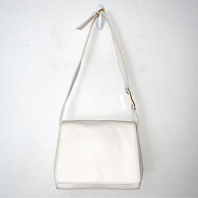 #ad PALOMA PICASSO Vintage Handbag Shoulder Bag Ivory Cream Leather