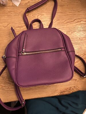 #ad Womens Small Backpack shoulder bag Purple With Gold Hardware