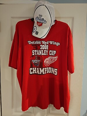#ad Stanley Cup Champions 2008 Detroit Red Wings Official NHL Fitted Hat 2XL Shirt